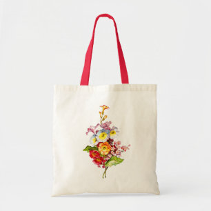 Blommigt av färgfull Primrose Bouquet-Vintage Art Tygkasse