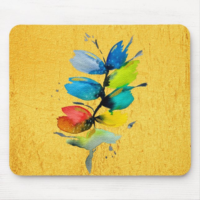 Blommigt av färglös vattenfärg lös abstrakt musmatta (Framsidan)