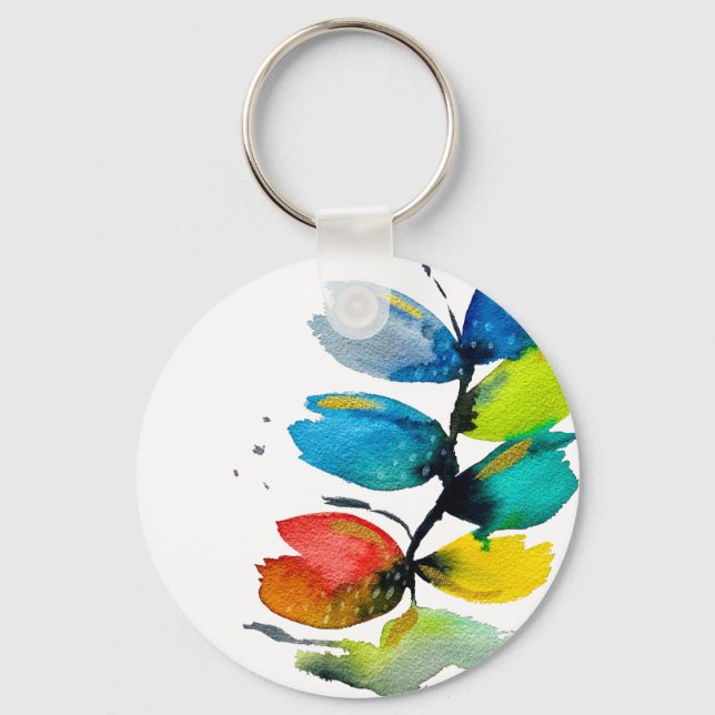 Blommigt av färglös vattenfärg lös abstrakt nyckelring (Framsida)