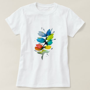 Blommigt av färglös vattenfärg lös abstrakt t shirt