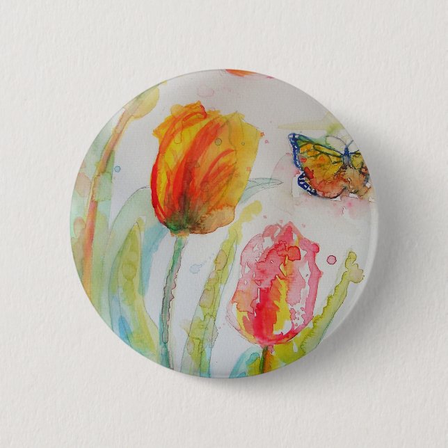 Blommigt av färglöst tulpanrött och fjärilsvattenf knapp (Framsida)