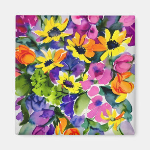 Blommigt av färglöst vattenfärg magnet