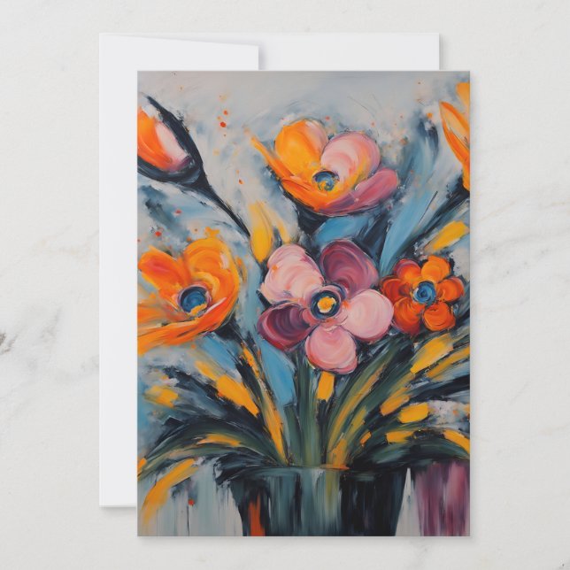 Blommigt av färgstark Abstrakt Julkort (Framsida)