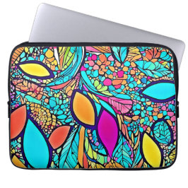 Blommigt av färgstark Abstrakt Laptop Fodral