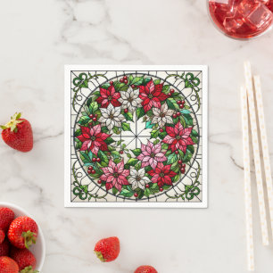 Blommigt av fastnat glas Poinsettia WAN Doupage Pappersservett