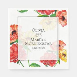 Blommigt av fetstil och Gult Pappersservett