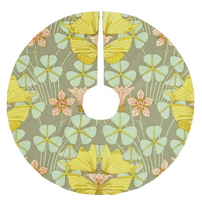 Blommigt av fjäril, botaniskt färgämne julgransmatta borstad polyester (Framsidan)