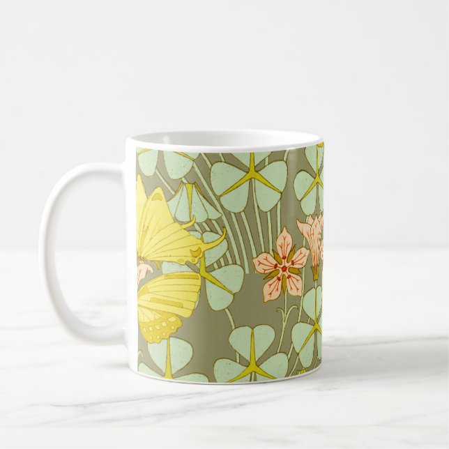 Blommigt av fjäril, botaniskt färgämne kaffemugg (Vänster)