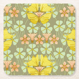 Blommigt av fjäril, botaniskt färgämne underlägg papper kvadrat