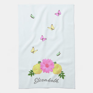 Blommigt av fjäril kökshandduk