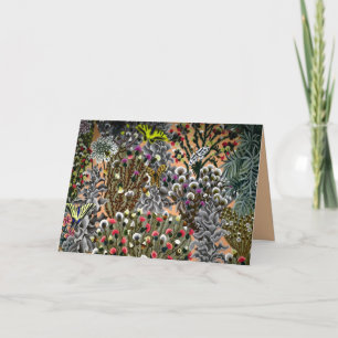 Blommigt av fjärilsträdgårdar illustration av vint kort