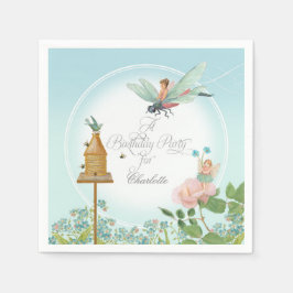 Blommigt av flick kalas Fairy Garden Pappersservett