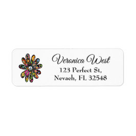 Blommigt av Fredsteckenet Hippie Trippy Flower Pow Returadress Etikett