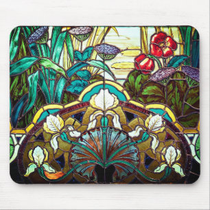 blommigt av glas av art nouveau nedfläckad musmatta
