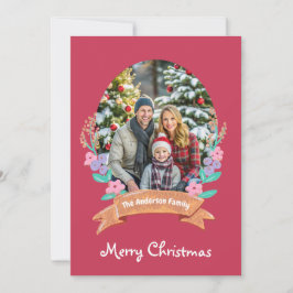 Blommigt av grå Blommar Rött foto av Julafton Julkort