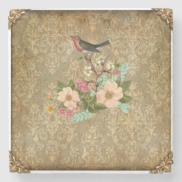 blommigt av gräddbrun vintage underlägg sten