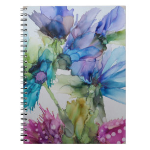Blommigt av Grönt av färgad blå Lila Rosa Art Anteckningsbok