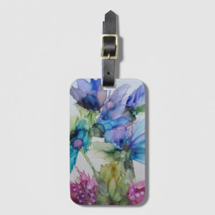Blommigt av Grönt av färgad blå Lila Rosa Art Bagagebricka