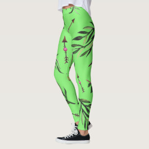 Blommigt av Grönt Löv Natur Kvävens benägenhet Leggings