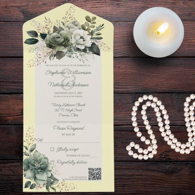 Blommigt av Grönt på Gult QR-kod (Skapare uppladdad)
