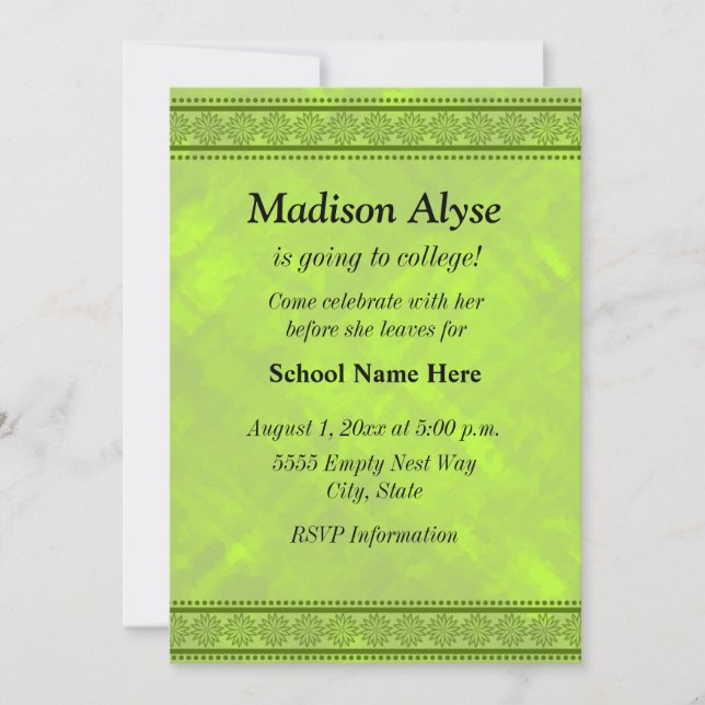 Blommigt av Grönt till College Inbjudan (Framsida)