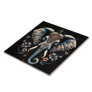 Blommigt av gryning av elefant kakelplatta