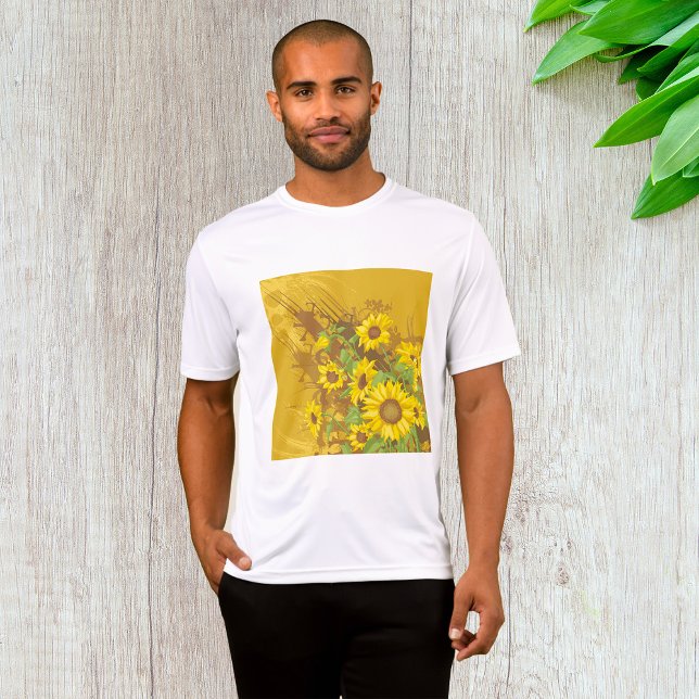 Blommigt av guldsolrosartikel Fold Rustic Gult T Shirt (Skapare uppladdad)