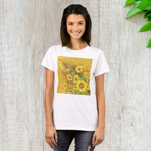 Blommigt av guldsolrosartikel Fold Rustic Gult T Shirt