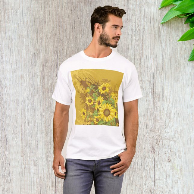 Blommigt av guldsolrosartikel Fold Rustic Gult T Shirt (Skapare uppladdad)