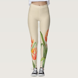 Blommigt av Gult av vattenfärgen Parrot Tulips Leggings