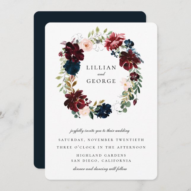  Blommigt av havandebeständighet Bröllop Inbjudningar (Fram/baksida)