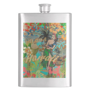 Blommigt av Hawaii Flower Hula-Vintage, grafik Fickplunta