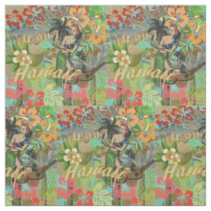 Blommigt av Hawaii Flower Hula-Vintage, grafik Tyg