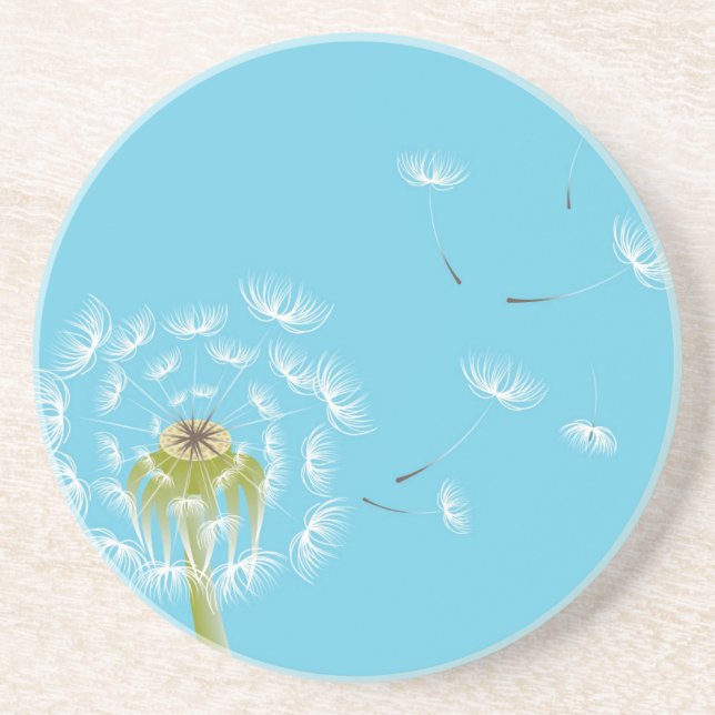 blommigt av Himlar Blue dandelion Underlägg Sandsten (Framsidan)