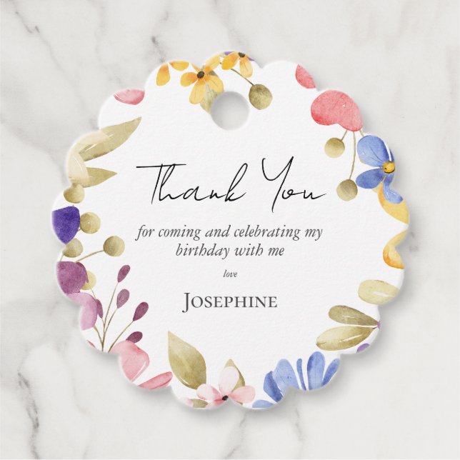 Blommigt av honkön Utandning Födelsedag Gåvor Etiketter (Framsida)