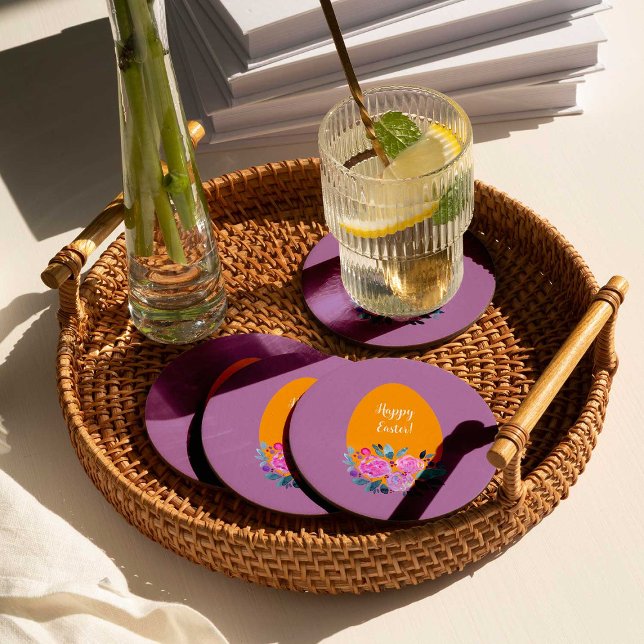 blommigt av  i glad påsk underlägg papper rund (Skapare uppladdad)