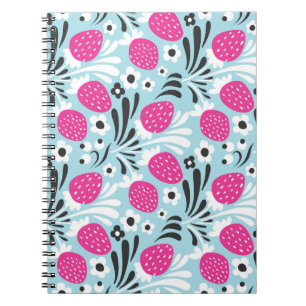 Blommigt av jordgubbar: Rosa Berry Seamless. Anteckningsbok