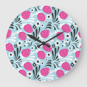 Blommigt av jordgubbar: Rosa Berry Seamless. Stor Klocka