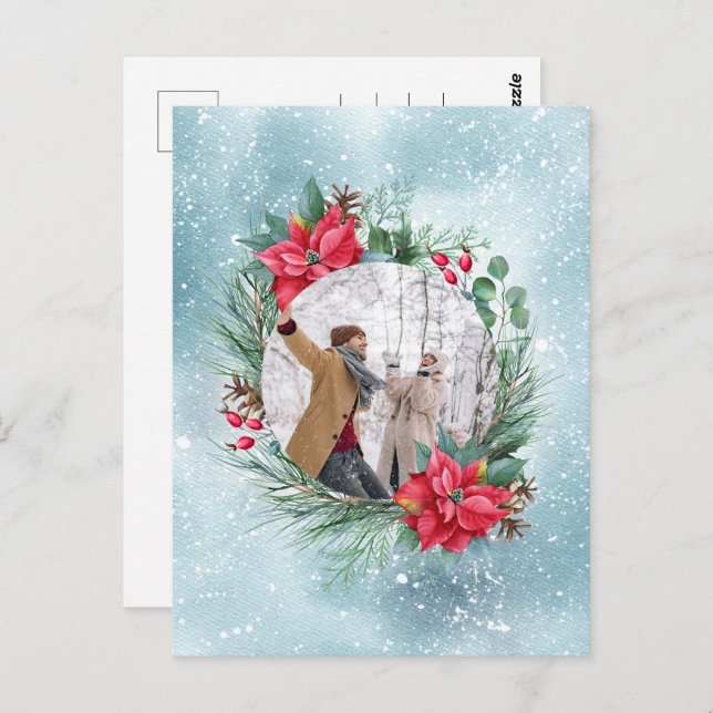 Blommigt av julfoto vykort (Fram/baksida)