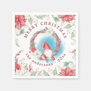 Blommigt av jultomtens helgdag pappersservett