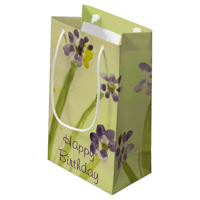 Blommigt av kalkgrönt och lila (Baksidan Vinklad)