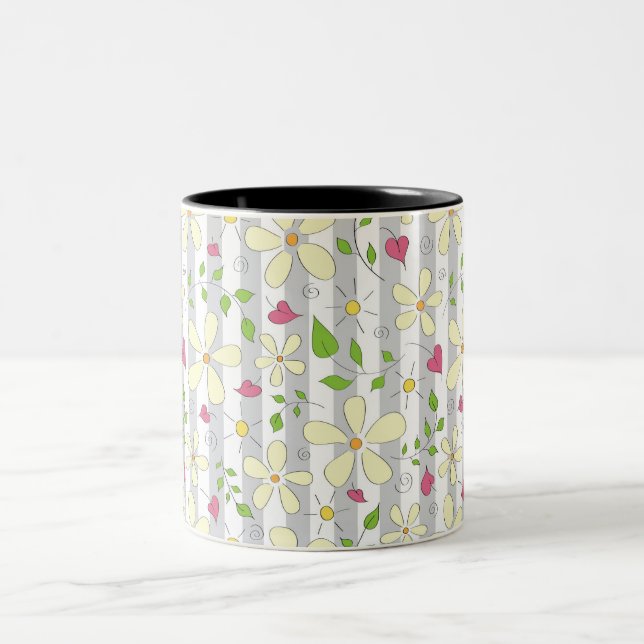 blommigt av kamomill i lycklig vår daisy Två-Tonad mugg (Center)