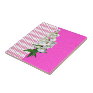 Blommigt av keramisk Rosa Vit Daisy Kakelplatta