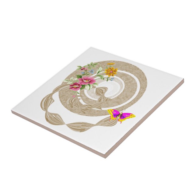 Blommigt av keramisk Tile Beige Butterfly Kakelplatta (Sidan)