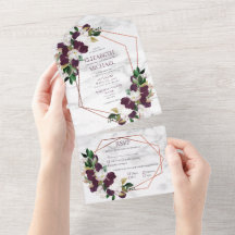 Blommigt av koppargeometrisk Marble Plum Burgundy