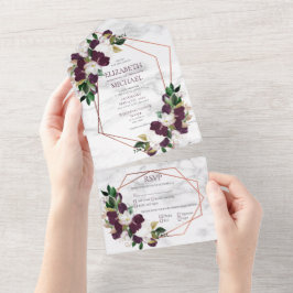 Blommigt av koppargeometrisk Marble Plum Burgundy