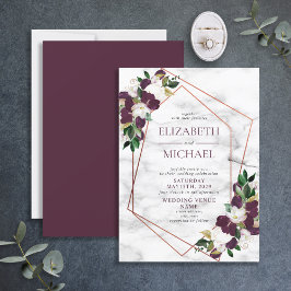Blommigt av koppargeometrisk Marble Plum Burgundy Inbjudningar