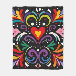 Blommigt av kraftig färgstark abstrakt fleecefilt