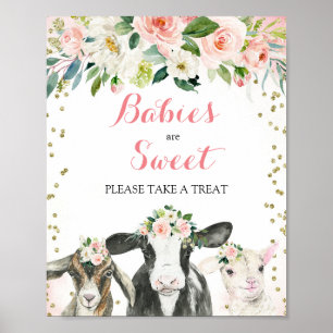 Blommigt av lantbruksdjur Flicka, ta ett slag Poster