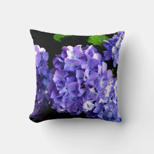 Blommigt av lila blåblomma, Periwinkle hydrangeas Kudde